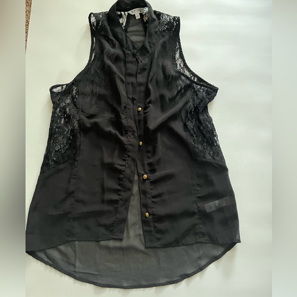 Buffalo David Bitton Black Sheer Lace Blouse - Picture 3 of 3